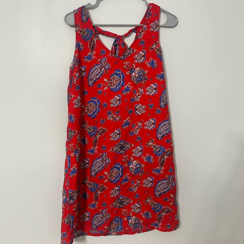 Patterned red shift dress, size 10